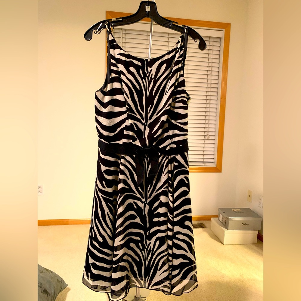 Anna Sui Zebra Print Silk Sleeveless Dress